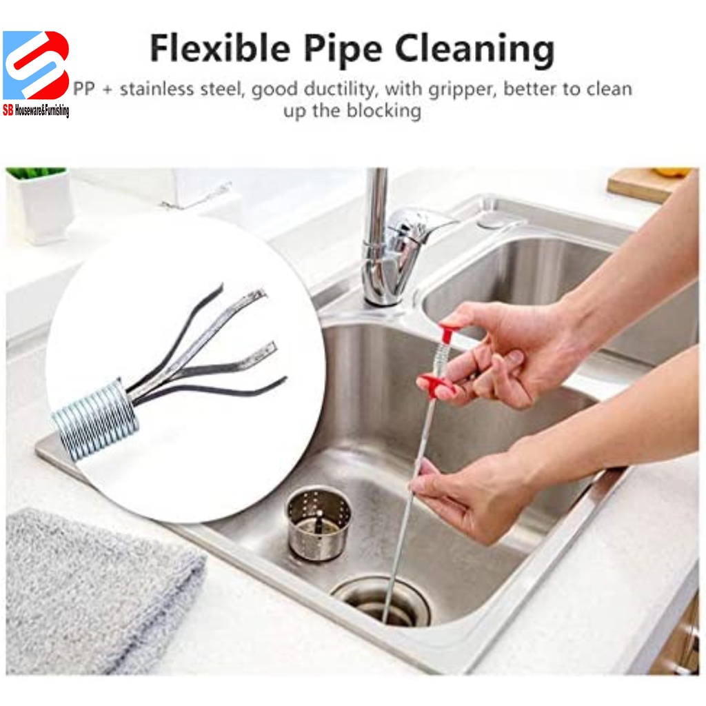 90cm Bendable Drain Clog Dredge Tools Water Sink Cleaning Hook Sewer ...