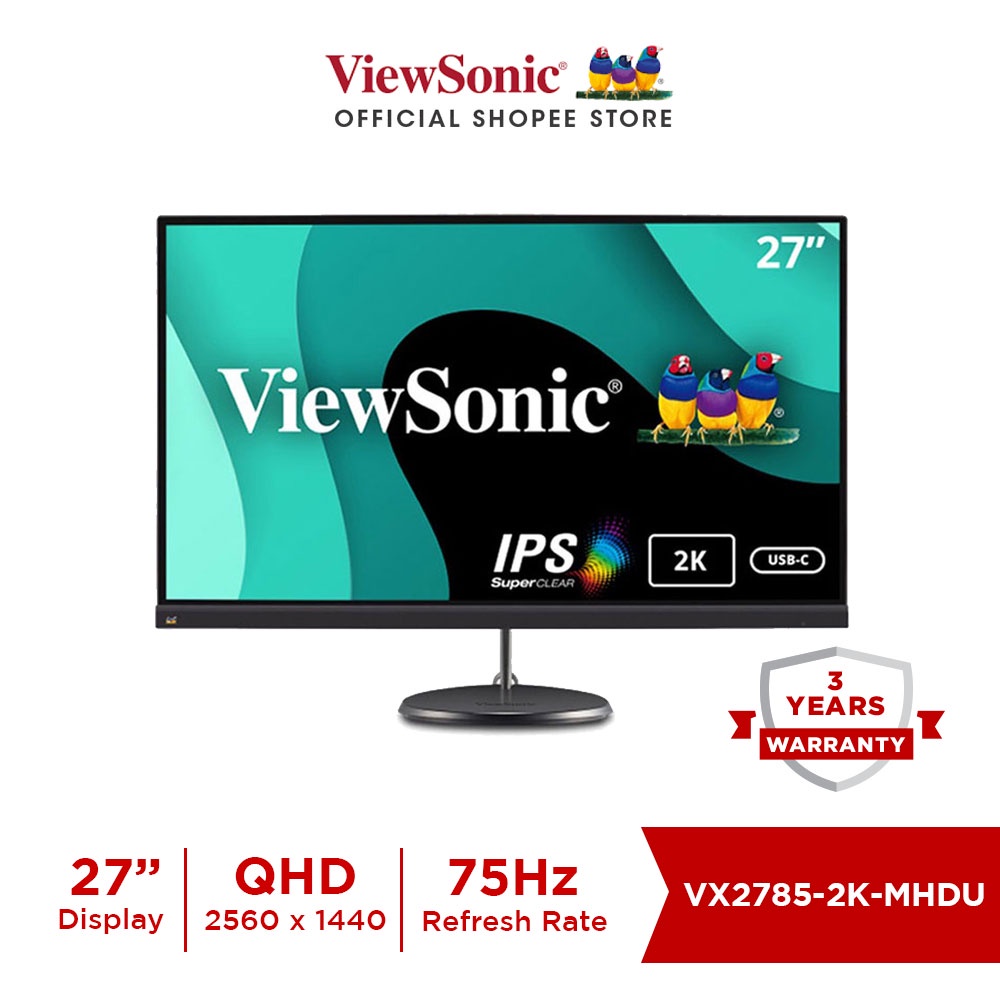 ViewSonic VX2785-2K-MHDU 27” 2K IPS 3-side Borderless Monitor with USB  Type-C Connectivity