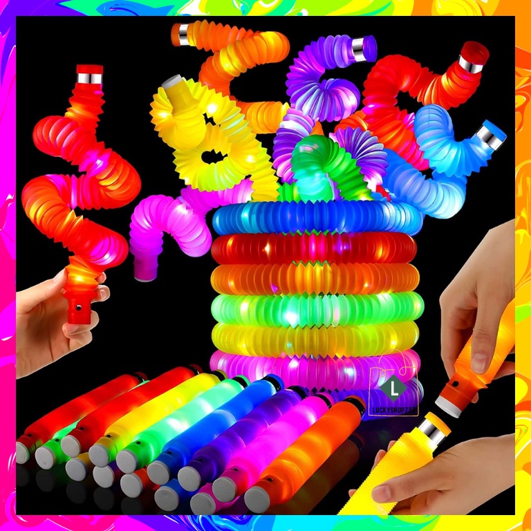 12 Pop Tubes LED allument le jouet sensoriel anti-stress qui brille dans le noir