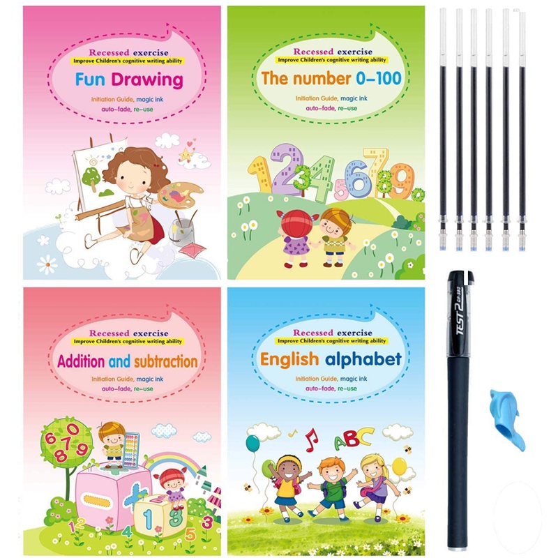 Little Buddy Kids Magic Writing Book Set Reusable Learning 4 Copy Books ...