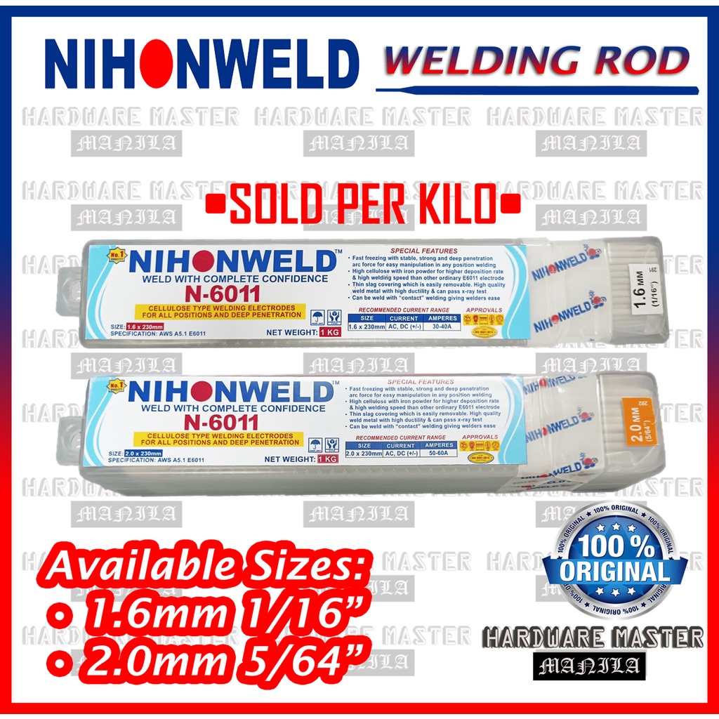 Nihonweld Welding Rod N6011 1/16" 1.6MM OR 5/64" 2.0MM *SOLD PER KILO* Original Shopee