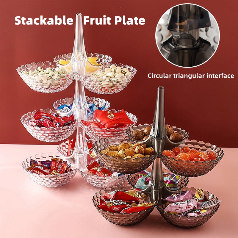MultiLayered Fruit Tray Creative Dessert Plate Crystal Bowl Living