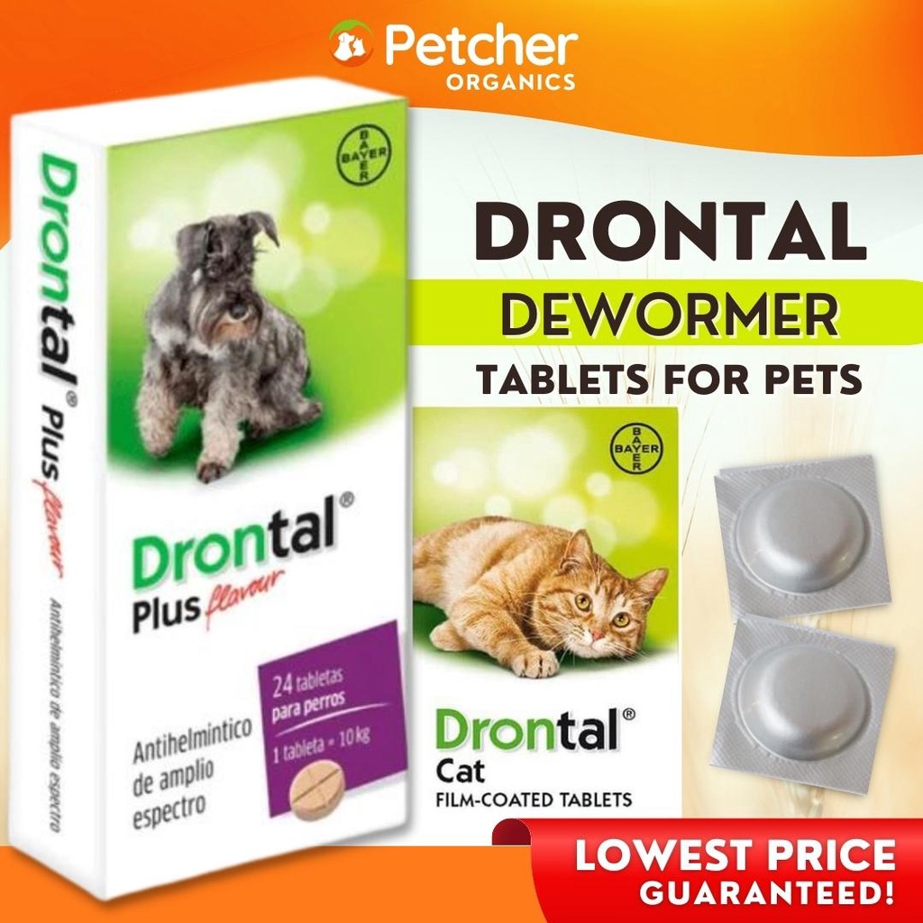 Buy 3 Free 1 Drontal Plus 1 Deworming Tablet Dog Cat Dewormer Tapeworms ...