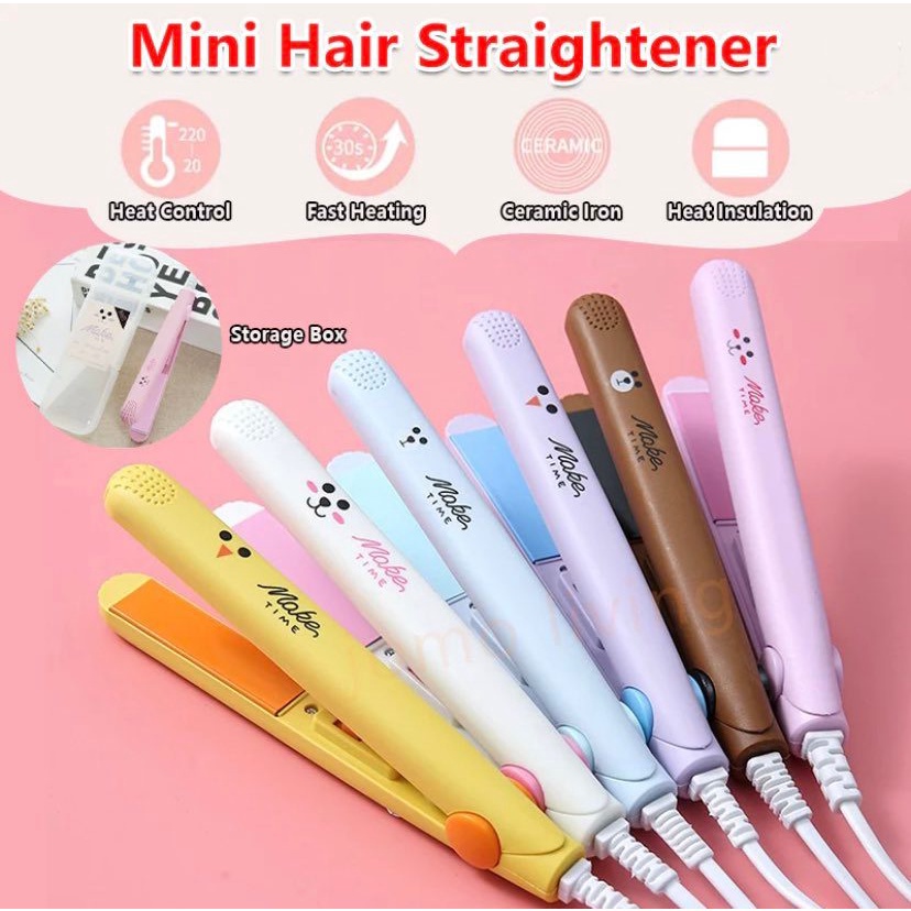 Kimhmini Macaron 2in1 Portable Hair Curl Straightener Flat Iron Sealer