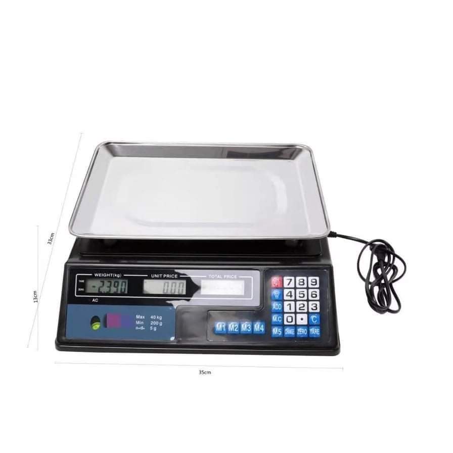 Commercial Digital Kitchen Scales LCD Shop 40KG Food Weight Electronic Scale