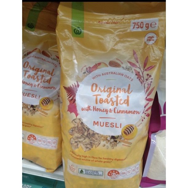 Woolworths Muesli Original Toasted With Honey & Cinnamon 750g Shopee