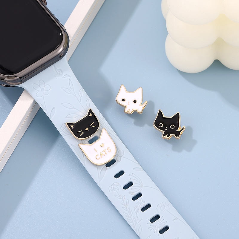 6 Styles Watch Strap Charms for Iwatch Strap Text Cat Watchband Cute