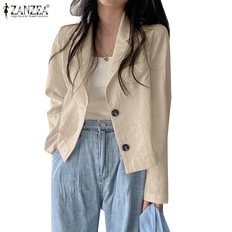 Lapel Neck Button Front Crop Blazer, Women's Fashion, Coats, Jackets and  Outerwear on Carousell