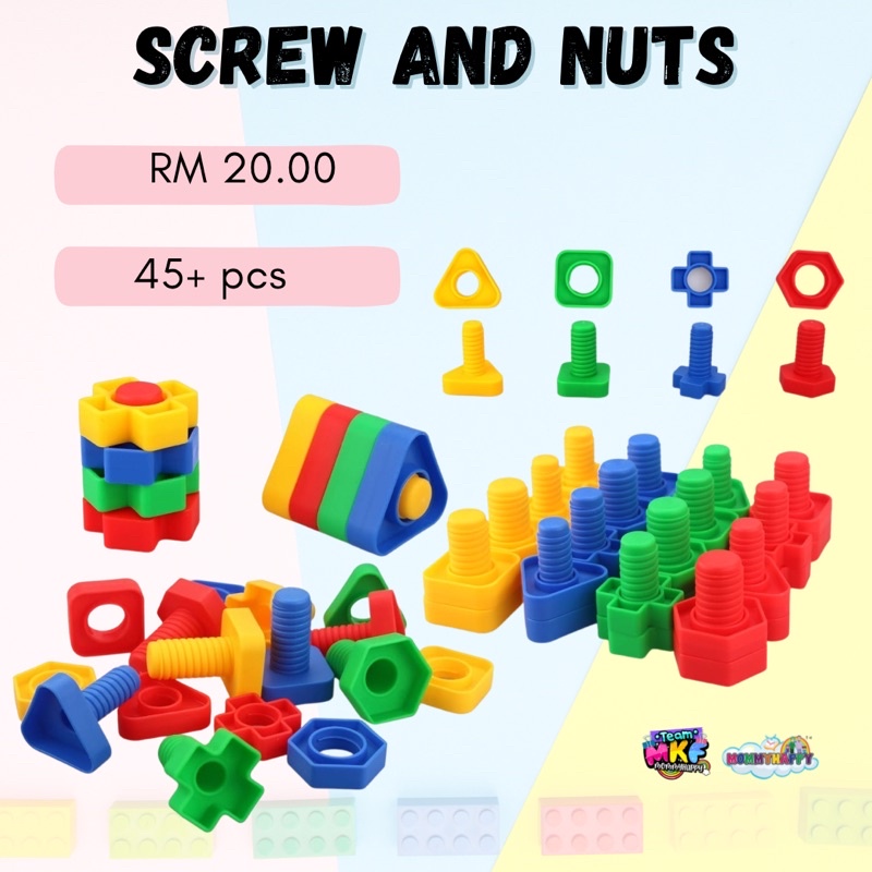 Manipulative Big Building Blocks Screw Bolt Nut Lego Matching Block ...