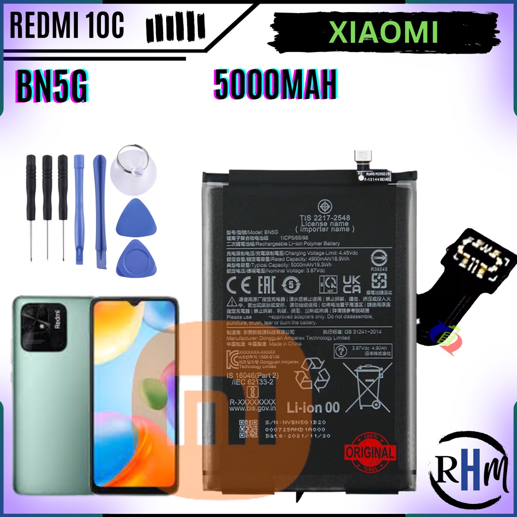 Xiaomi Redmi 10c 10a Battery Model Bn5g 5000mah Original Li Ion Battery Free Tools Shopee