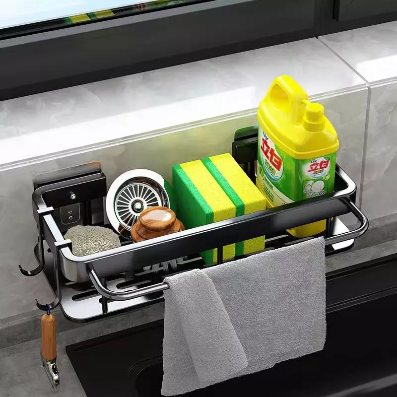Sponge Holder Kitchen Sink Organizer Rack Dishwashing Cloth Holder ...