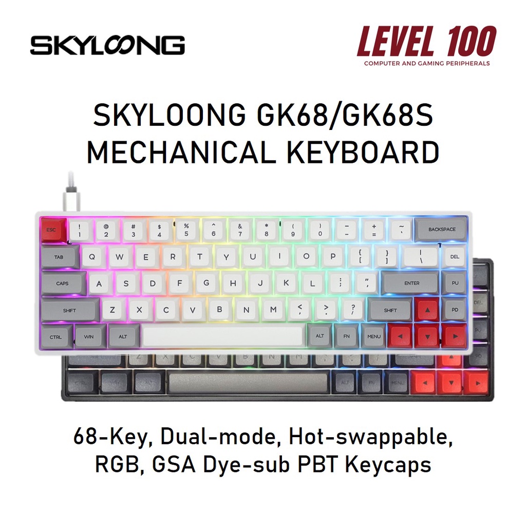 Skyloong(Epomaker) GK68/GK68S Mechanical Keyboard [68-Key/ Hot-swap/ Dual/  RGB] Shopee Philippines
