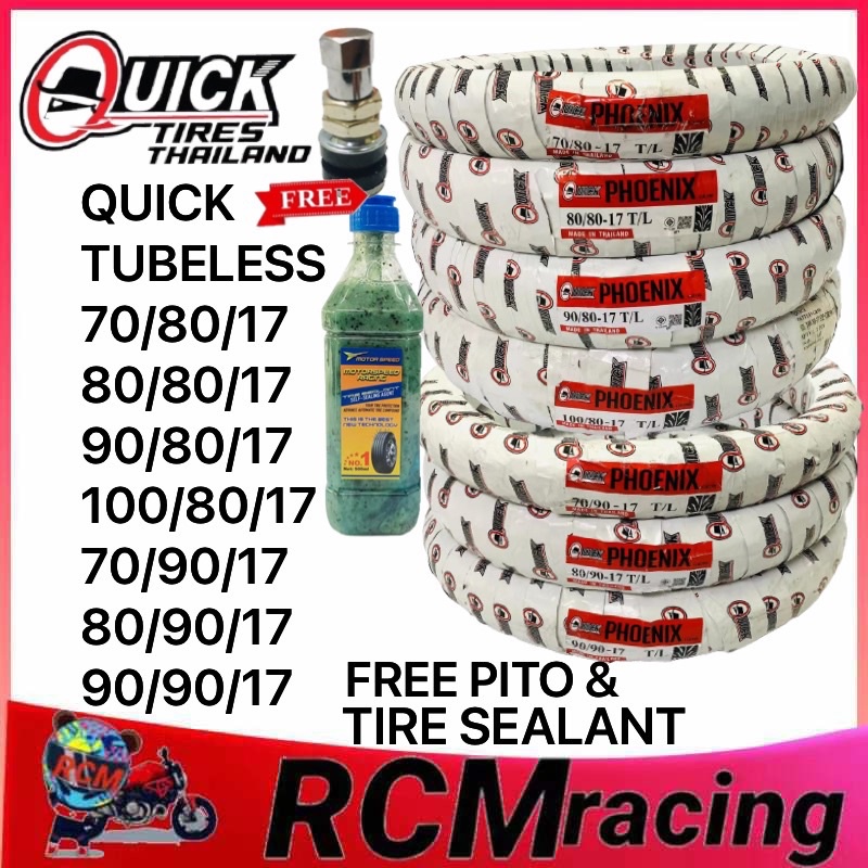 QUICK TIRE FREE TIRE SEALANT & PITO PHOENIX TUBELESS By 17 70/80/17 80 ...