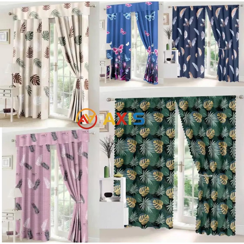 KURTINA (1piece) No ring curtain/ window curtain poly cotton 130*220cm ...