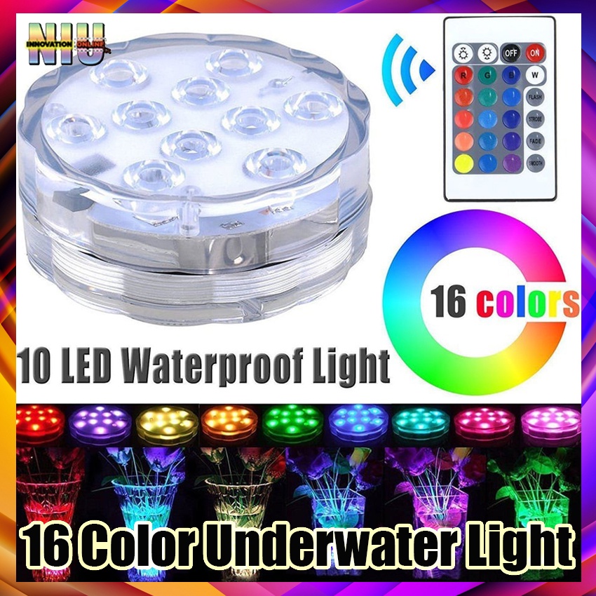 16 Color Underwater Light Led RGB 10 LED Submersible Swimming Pool Lamp