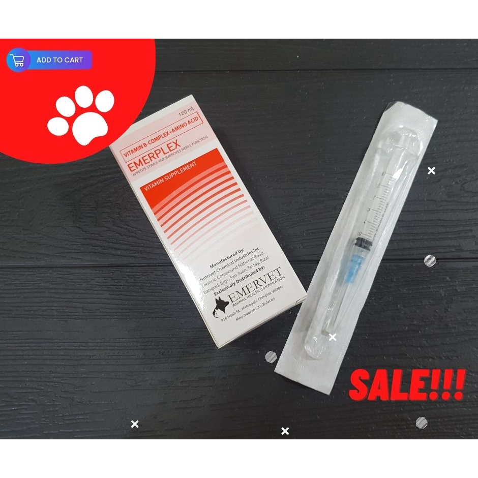 EMERPLEX Vitamin B-Complex + Amino Acid 120ml with 1 Free 3ml Syringe ...