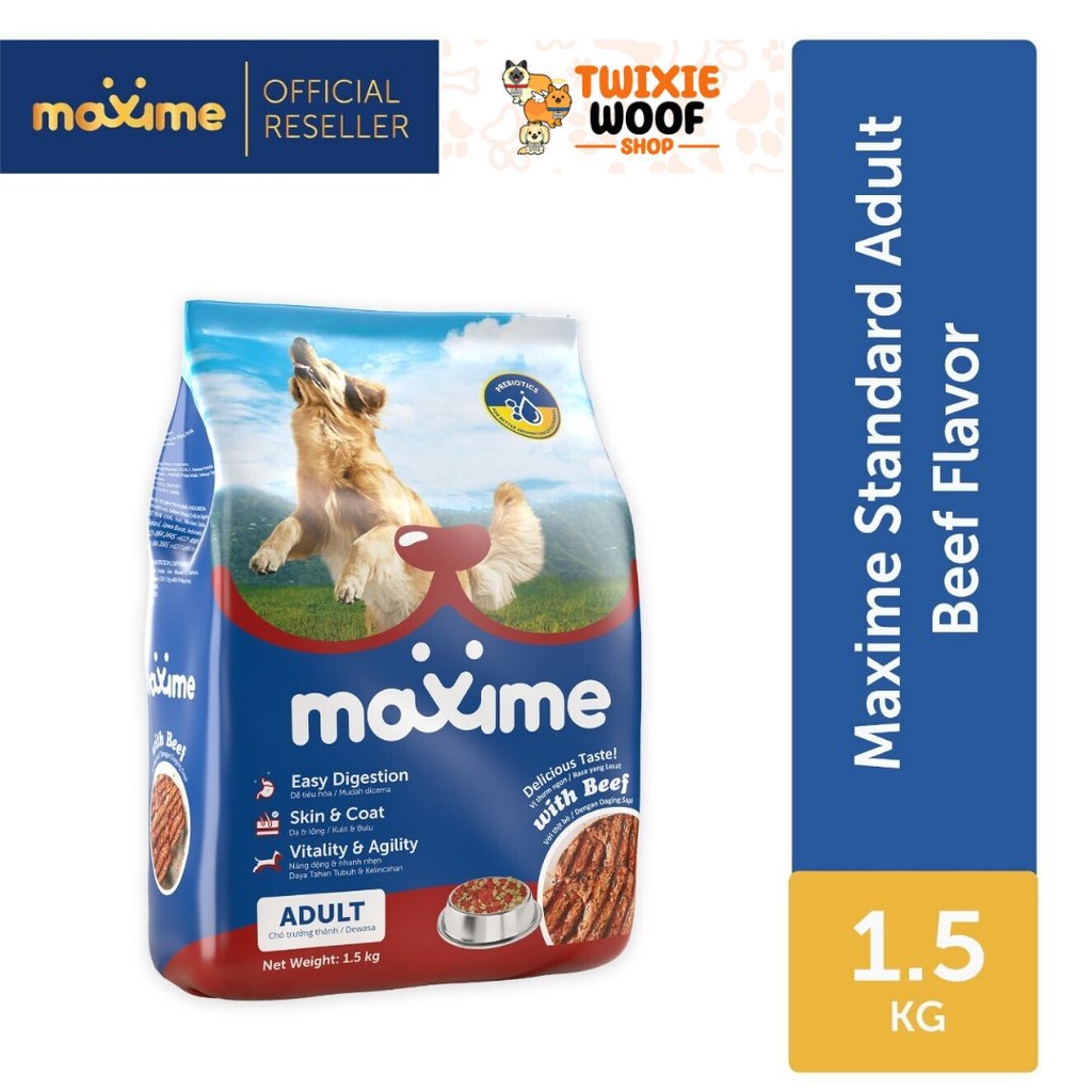 Maxime Dry Dog Food Adult Beef Flavor (1.5kg and 400g) Shopee