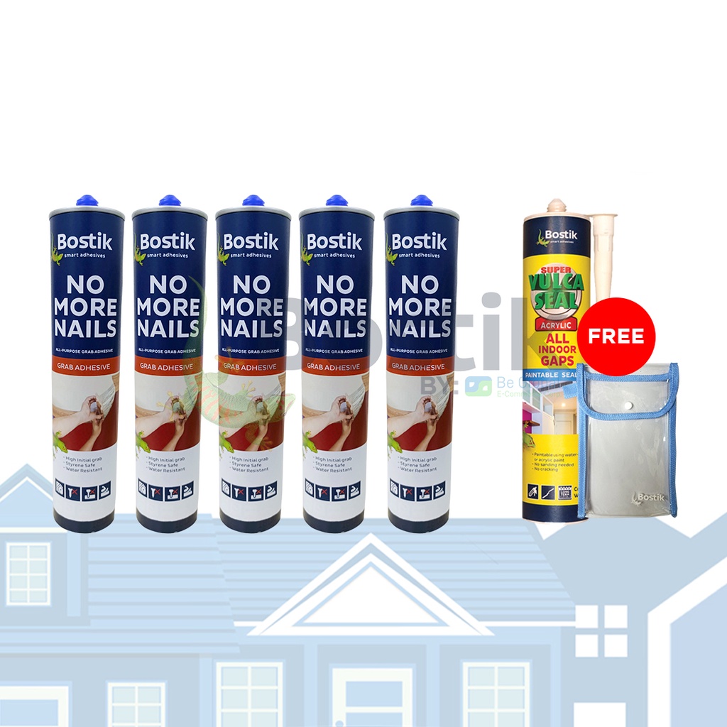 Bostik 5 No More Nails Adhesive 300g Get Super Vulcaseal Sealant 300ml
