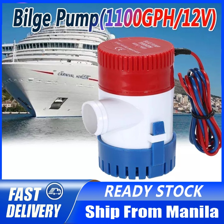 12V 1100GPH bilge pump semi-automatic switch electric small submersible ...