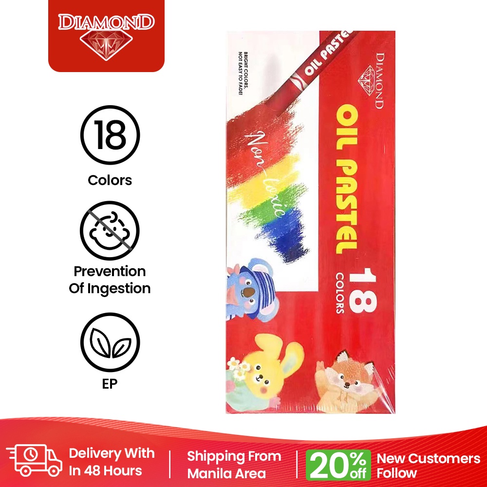 DIAMOND OIL PASTEL 18 Colors Wax Crayon Safe For Children Long Crayons