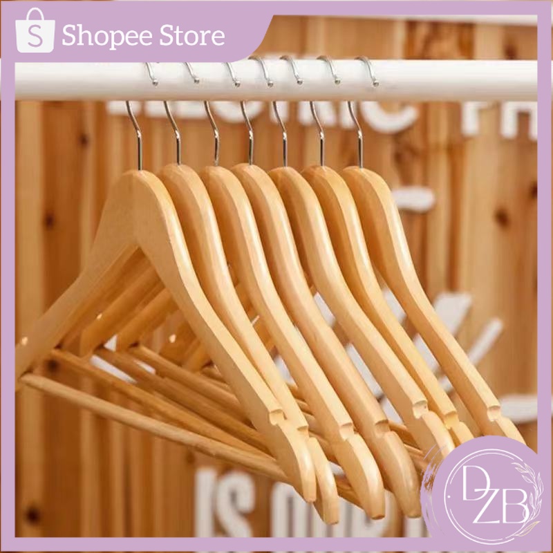 DZB High Quality Wooden Hangers with Notches and Swivel Hooks Stainless Steel Drying Hanger