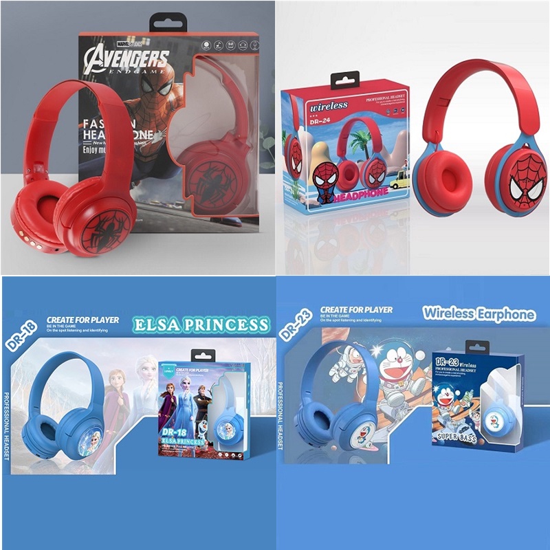 Disney Marvel Frozen Sanrio Wired Bluetooth Kids Headsets Mickey Minnie ...