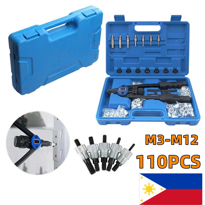 110PCS/box Rivet Nut Gun Hand Riveter Heavy Duty Threaded M3-12 Insert ...