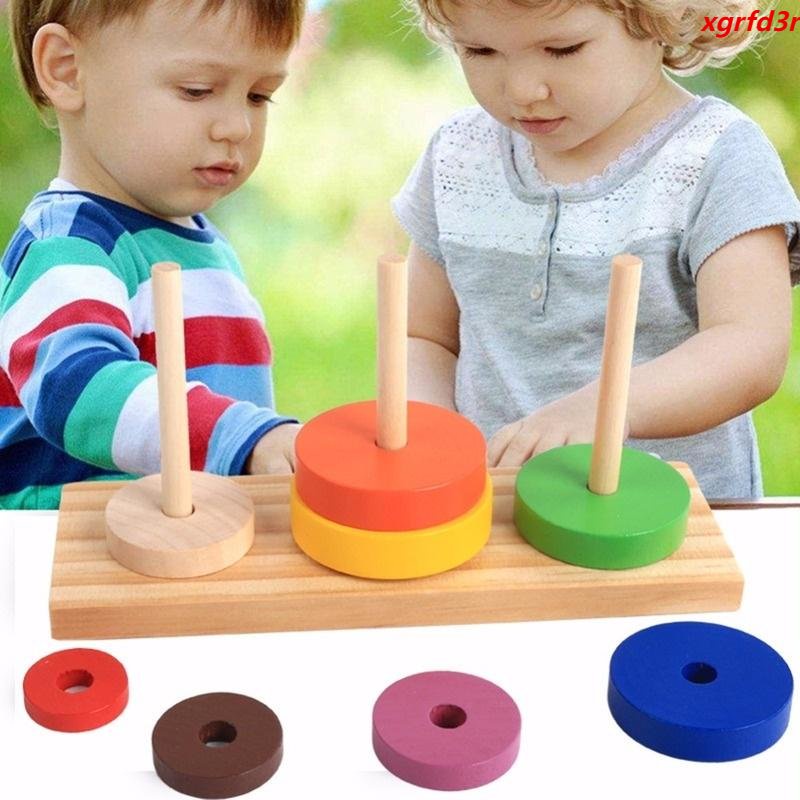Children Cognition Toy Wooden Mathematical Puzzle Toy IQ Game Tower of ...
