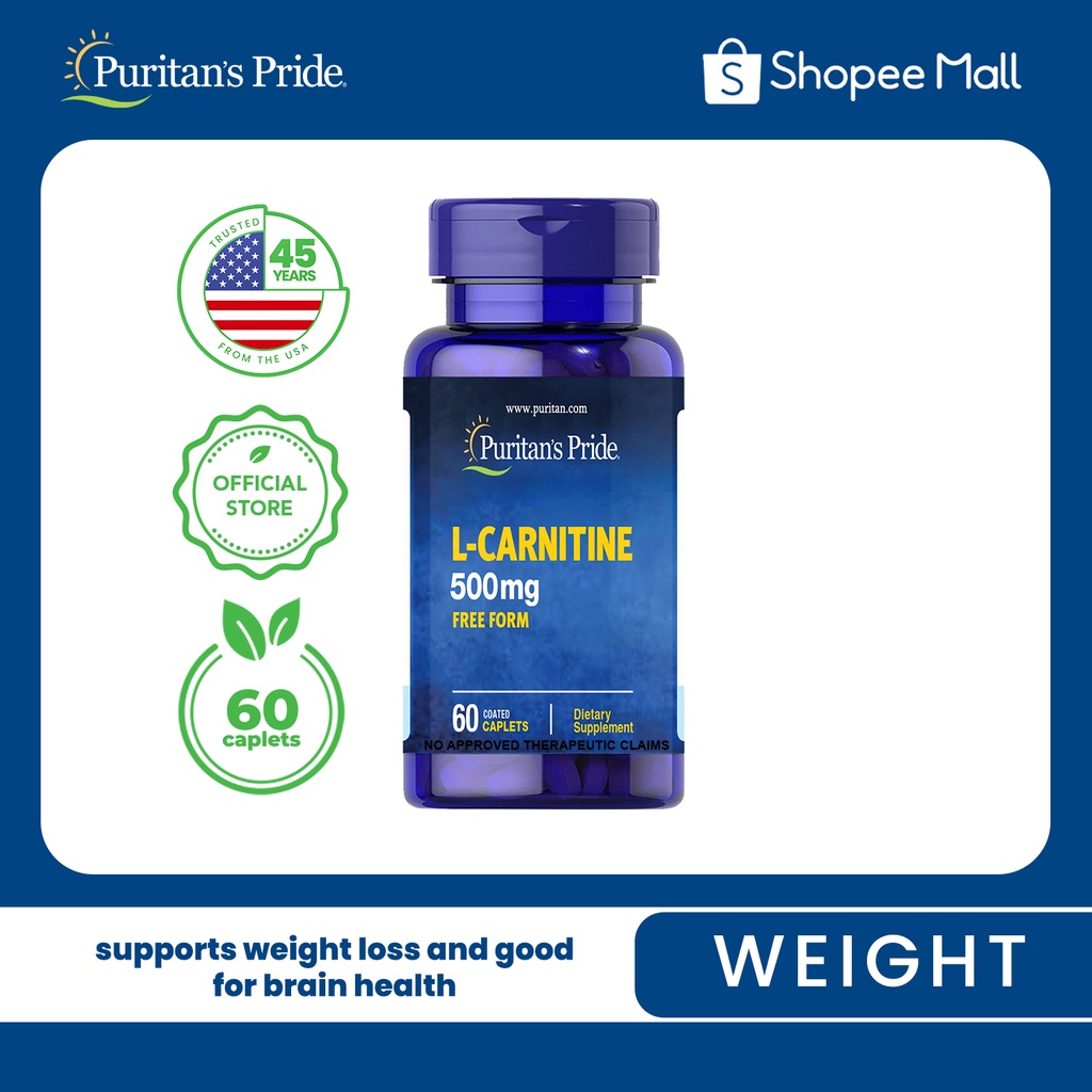 LCarnitine 500mg 60 caplets Weight Management Puritan's Pride Shopee