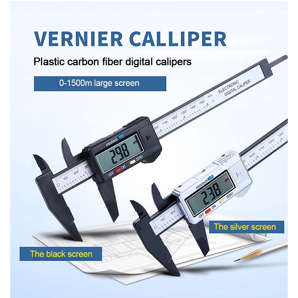 Digital Vernier Caliper 150mm 6'inch LCD Display Pachometer Gauge ...