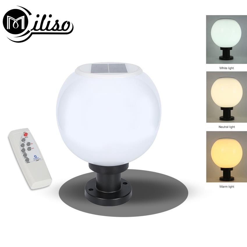 Miliso Led Round Ball Light Solar Post Lamp Outdoor Ip65 Waterproof ...