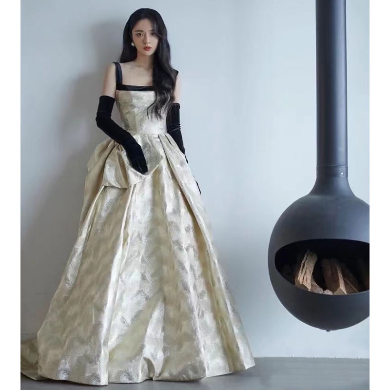 2025 Small dress women's popular new autumn rose floral host short banquet evening dress fast sales supply