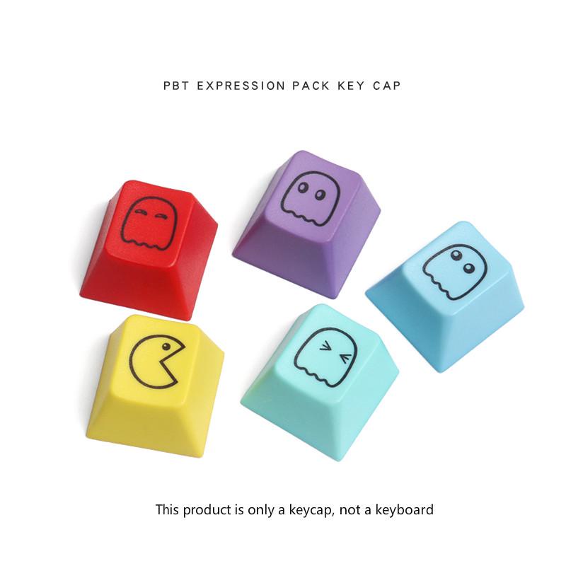 5PCS Mechanical Keyboard Keycaps Pacman Theme PBT Material Emoji ...