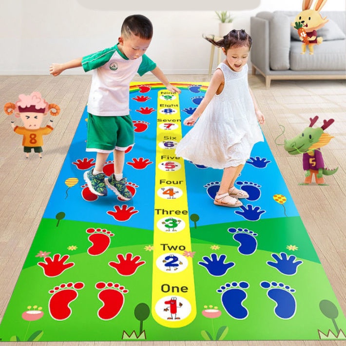 Kids Outdoor Team Play Lattice Jumping Carpet Educational Mat Walk
