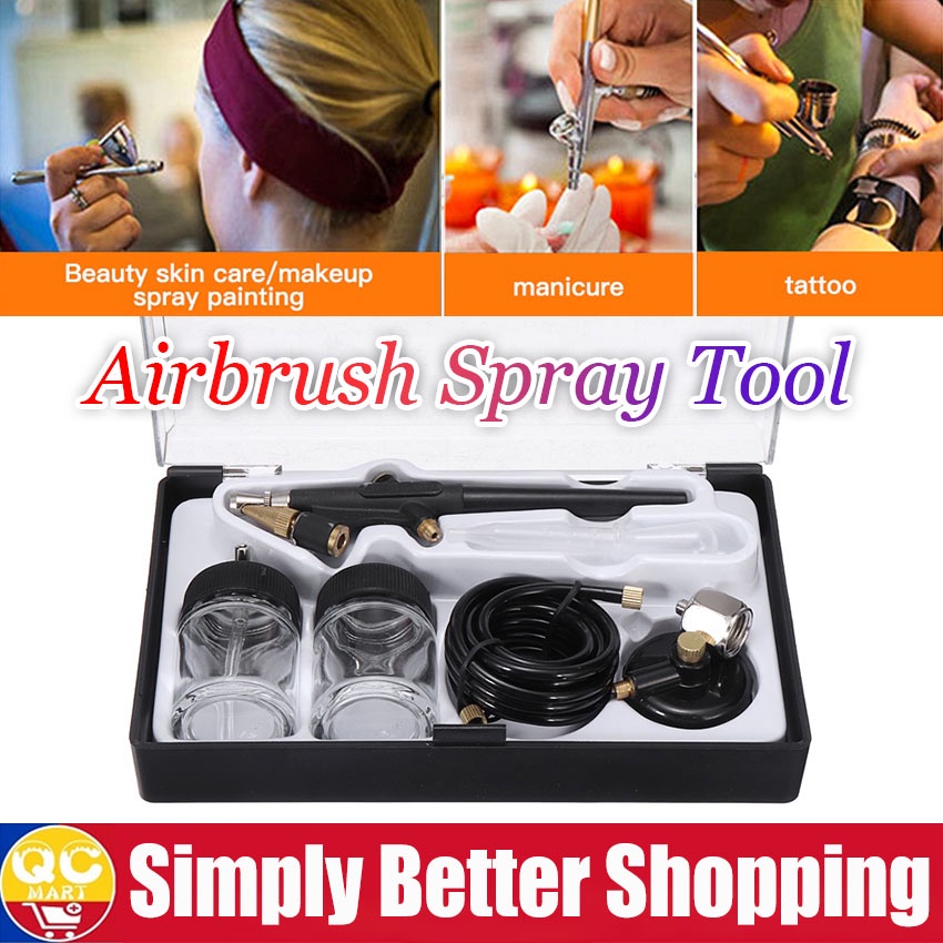 Airbrush Kit Mini Single Action Air Brush Set Siphon Feed 0.8mm Paint