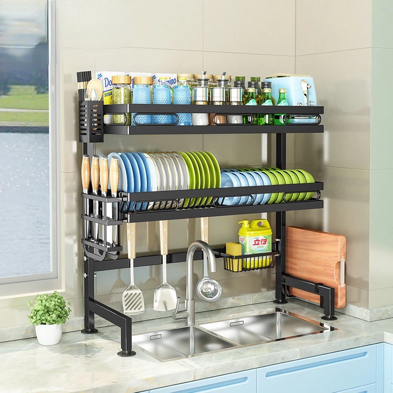 2 Layers Over Sink Dish Drainer Rack Dish Rack Organizer Stainless ...