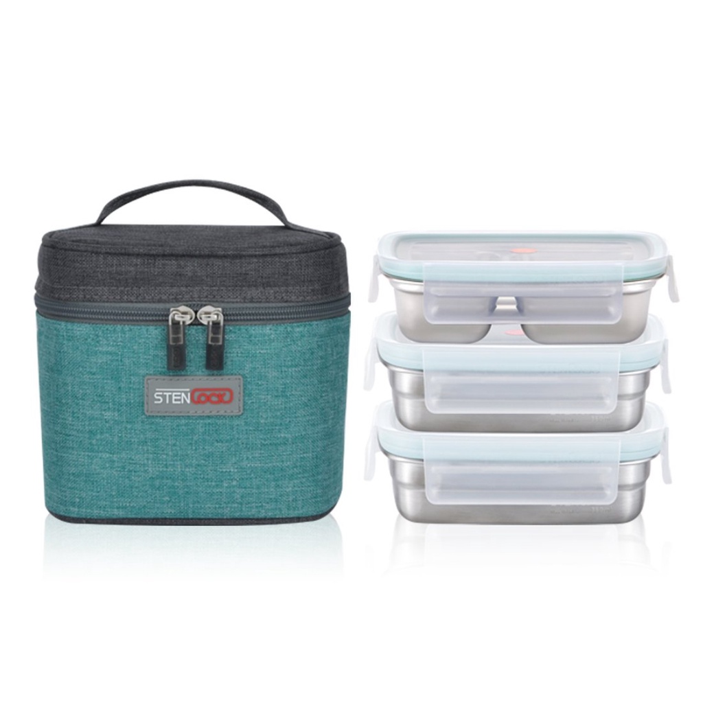 STENLOCK Pure Rectangular Lunch Box 3 Tier Small Size Picnic Lunch Box ...