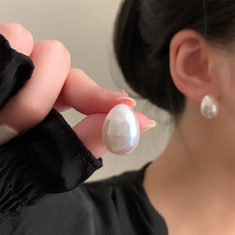 LUXUSTEEL Shell Water Drop Pearl Stud Earrings