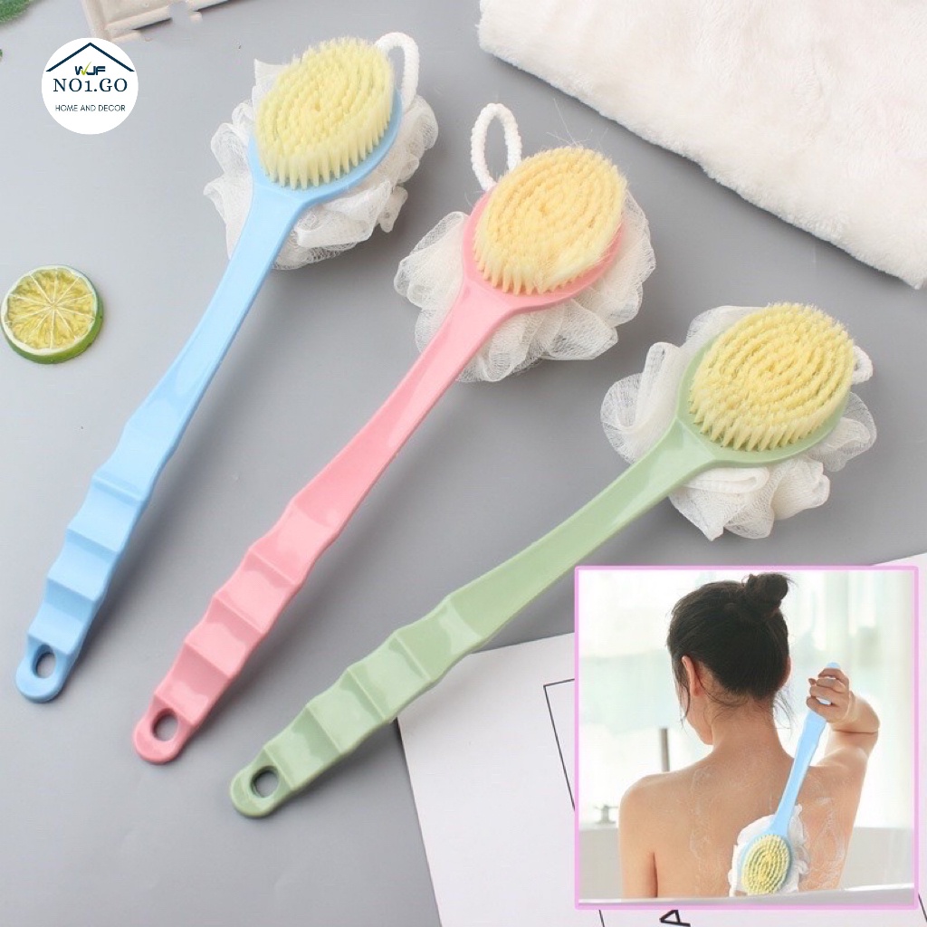 No1.go Bath Shower Brush Back Scrubber with Long Handle Spa Exfoliator