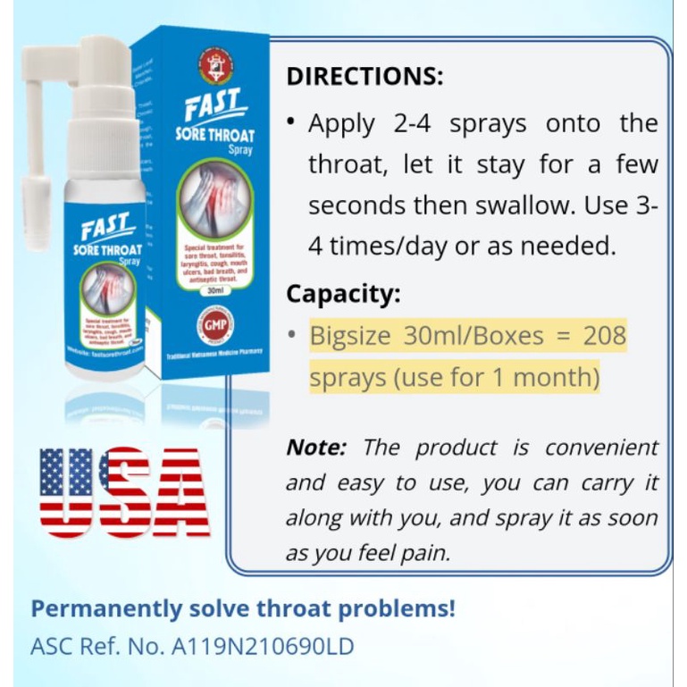 FAST SORE THROAT SPRAY "Sore throat treatment"/30ml Shopee Philippines