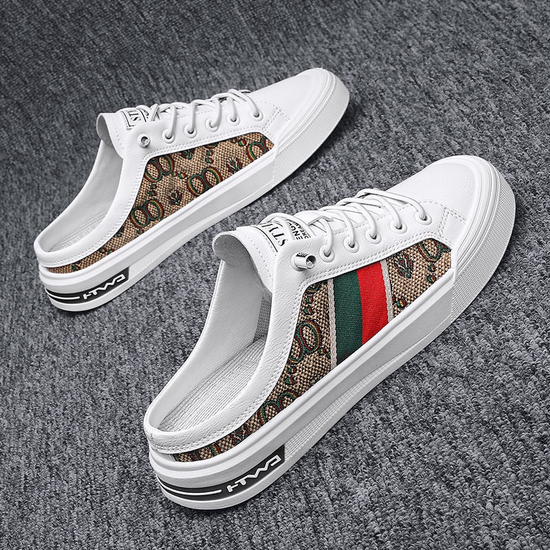 Spring Men's Shoes Breathable Lazy Canvas Sneakers Slip-On Half ...
