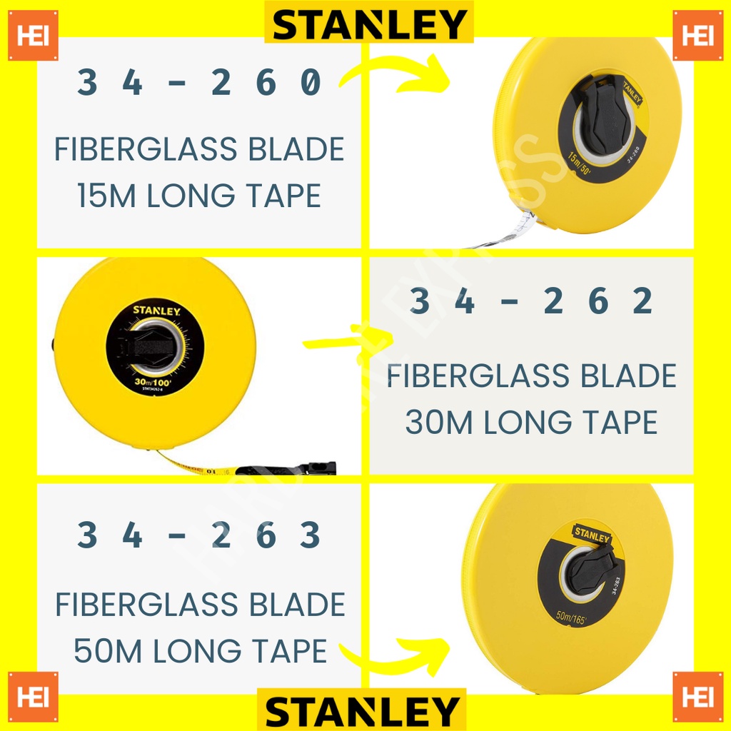 STANLEY Fiberglass Long Tape Measure / Fiberglass Meter Tape Shopee