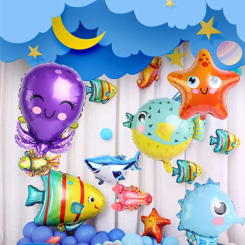 Mini Sea Animal Balloons Shark Dolphin Seahorse Mermaid Shell Narwhal ...