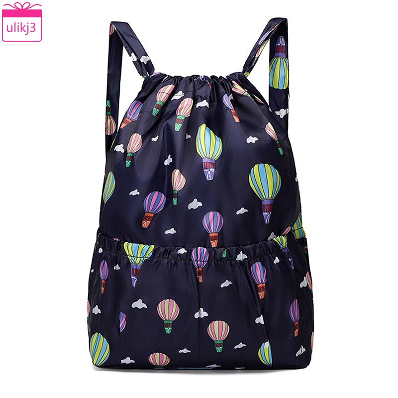 Large Capacity Drawstring Backpack for Women Folding Shopping Bag