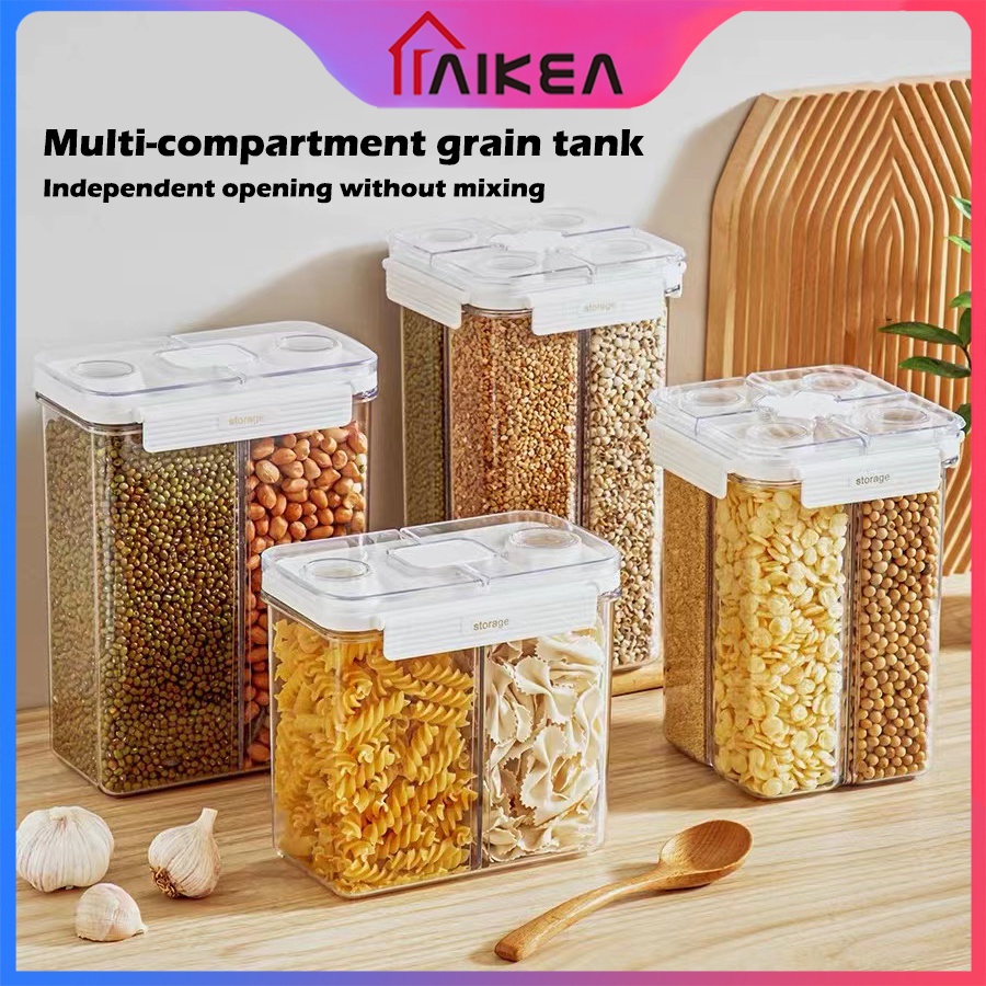 Multi-compartment grain container Food Storage Box Transparent Cereal ...