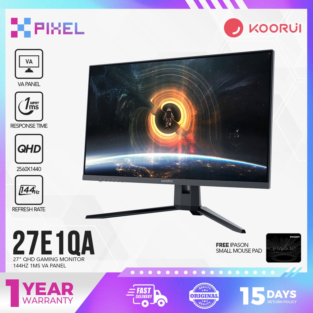 KOORUI 27E1QA 27Inch QHD Gaming Monitor 144 Hz, VA, 1ms, DCI-P3 90% ...