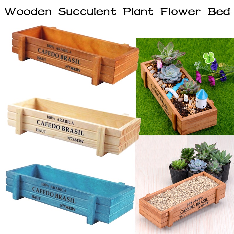 22.5*8*5cm Rectangle Wooden Planter Box Garden Yard Flower Succulent ...