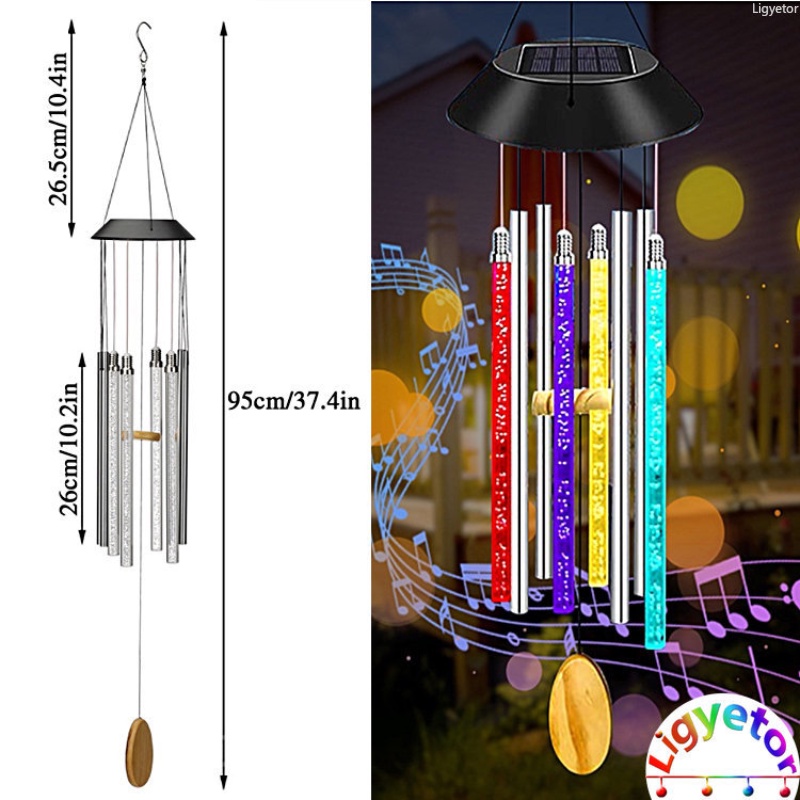 Ligyetor Solar Thousand Paper Cranes Wind Chime Lights Color Changing ...