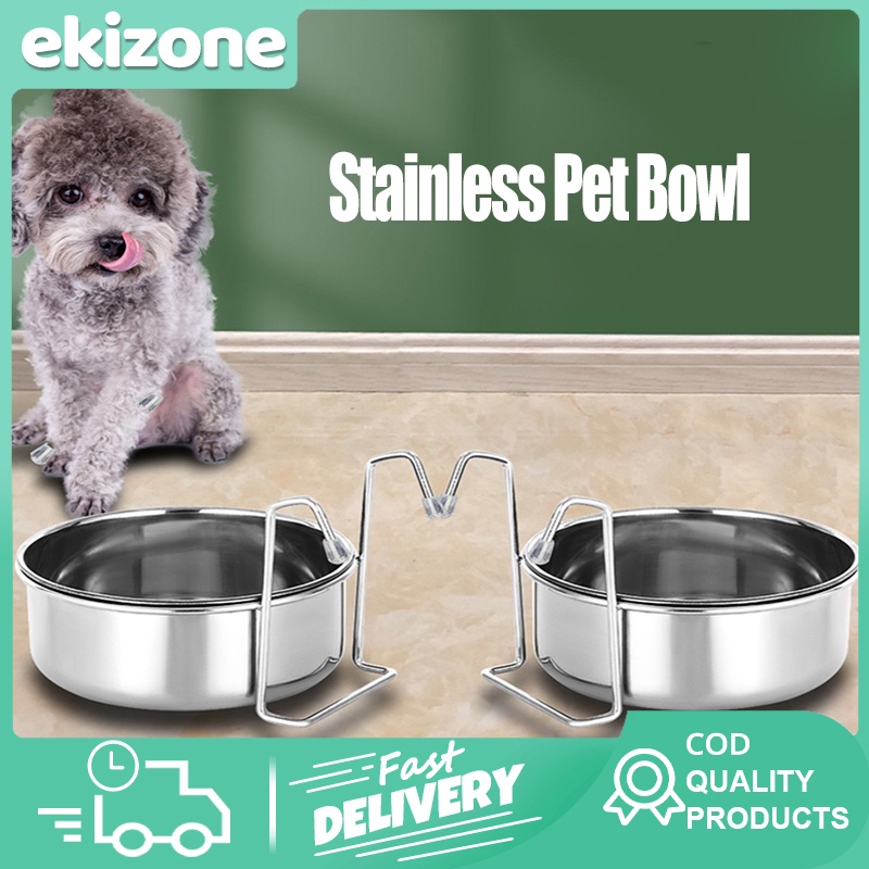 Dog Crate Bowls Non Spill Stainless Steel Hanging Bunny Feeder with