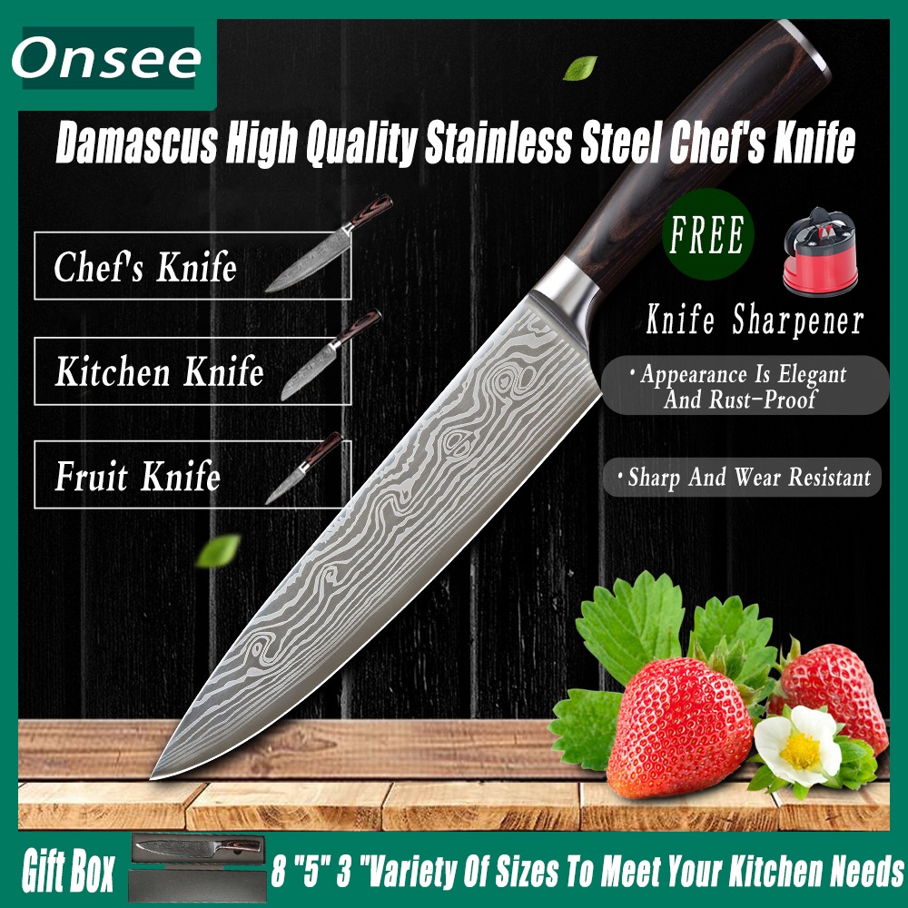Damascus 3/5/8 Inch Kitchen Knife High Quality Stainless Steel Japanese Chef's Knife Cooking
